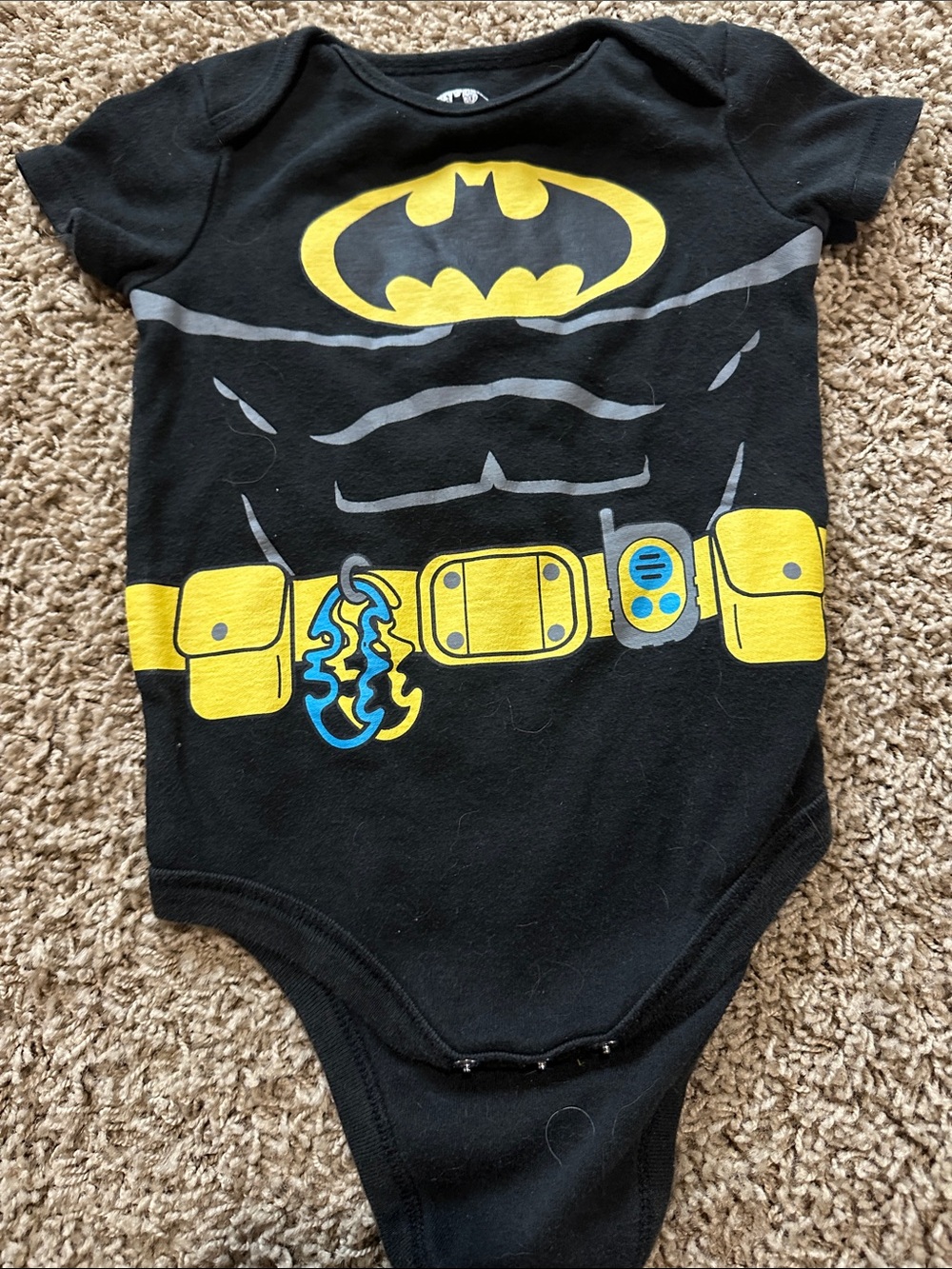 Batman Black and Yellow Infant Bodysuit with Utility Belt Graphic